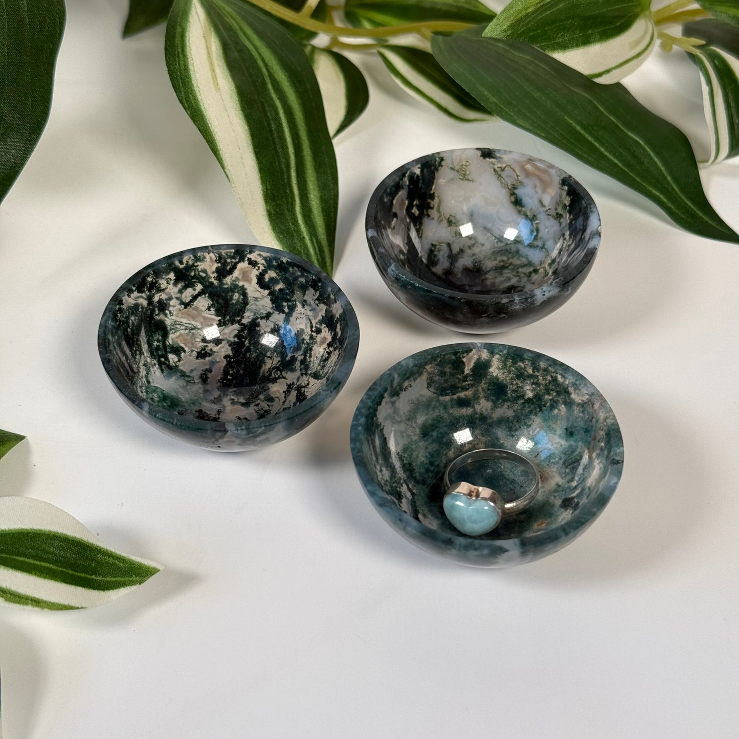 Moss agate mini bowl