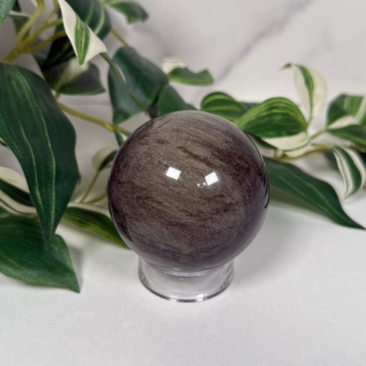 Gold sheen obsidian sphere