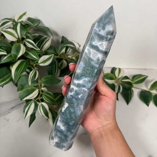 Moss agate tower 45* (repaired)