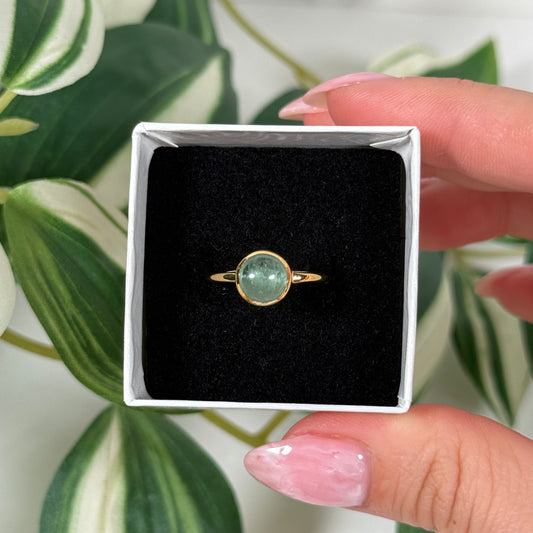 Size 6 gold plated green kyanite ring
