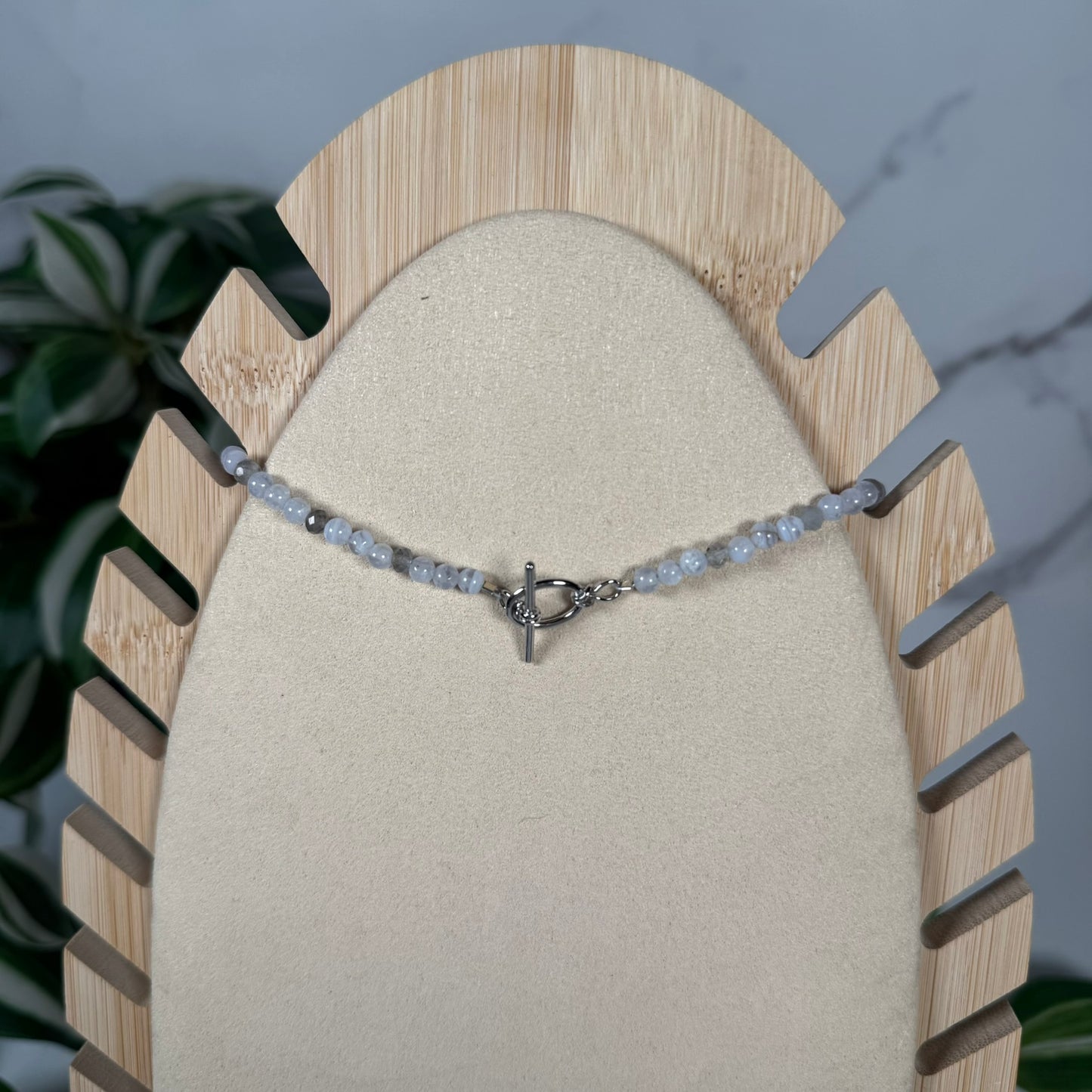 Blue lace agate x labradorite necklace