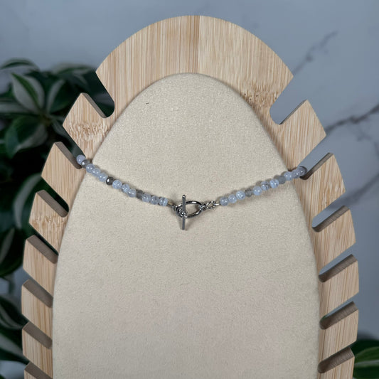 Blue lace agate x labradorite necklace