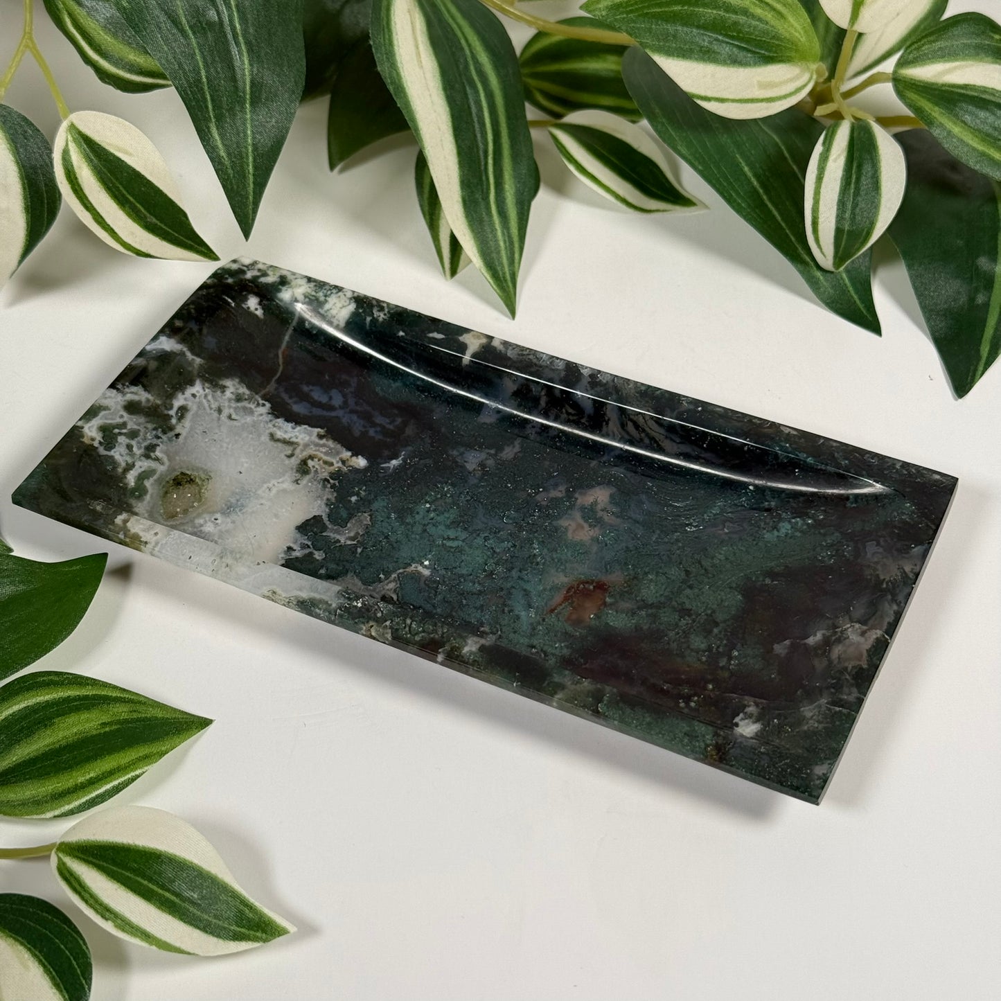 Moss agate tray