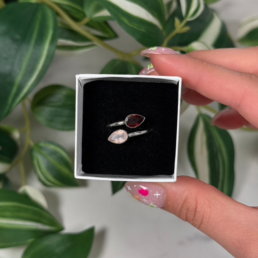 Rose quartz/Garnet ring (Sizes 5, 6, 7, 8, 10, 11, 12)
