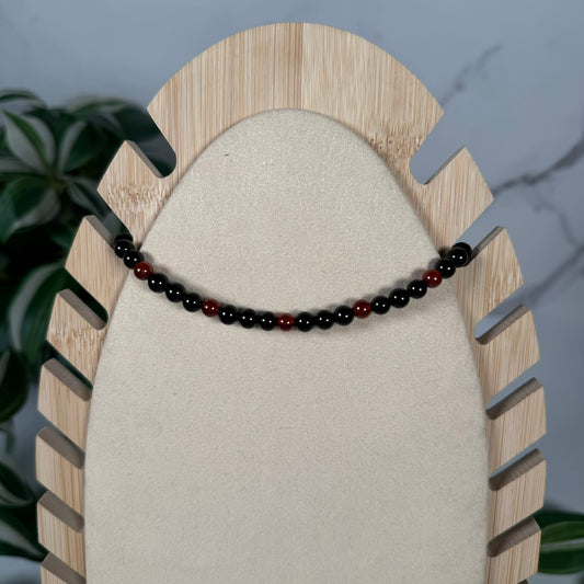 Obsidian x garnet necklace