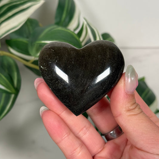 Gold sheen obsidian heart