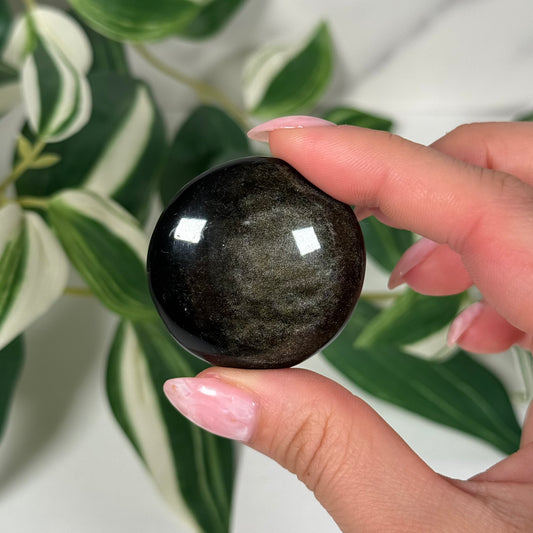 Gold sheen obsidian “cookie”