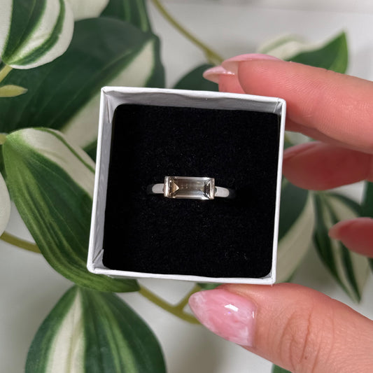 Smoky quartz bar ring (Sizes 8, 10)