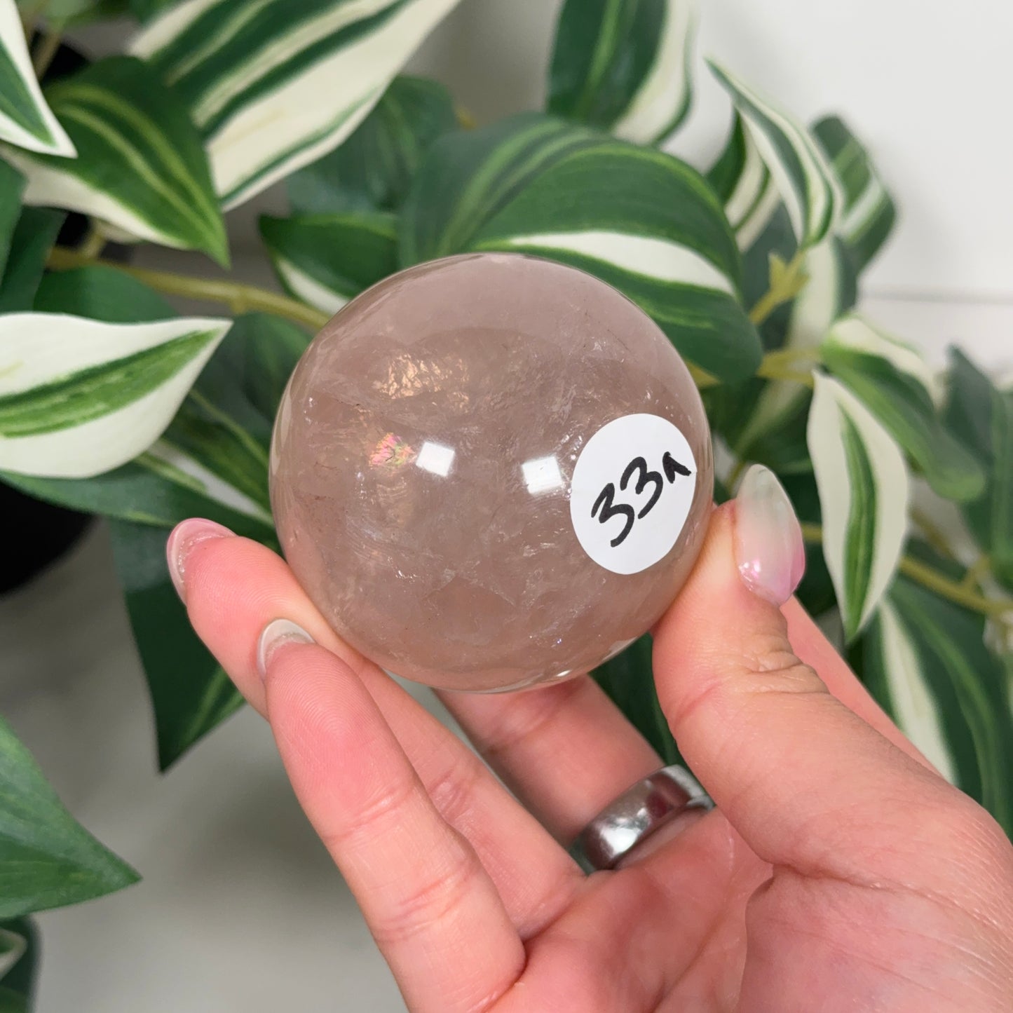 Star rose quartz sphere 33