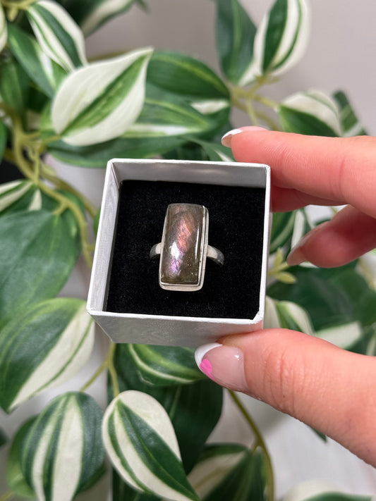 Size 7 pink labradorite ring C