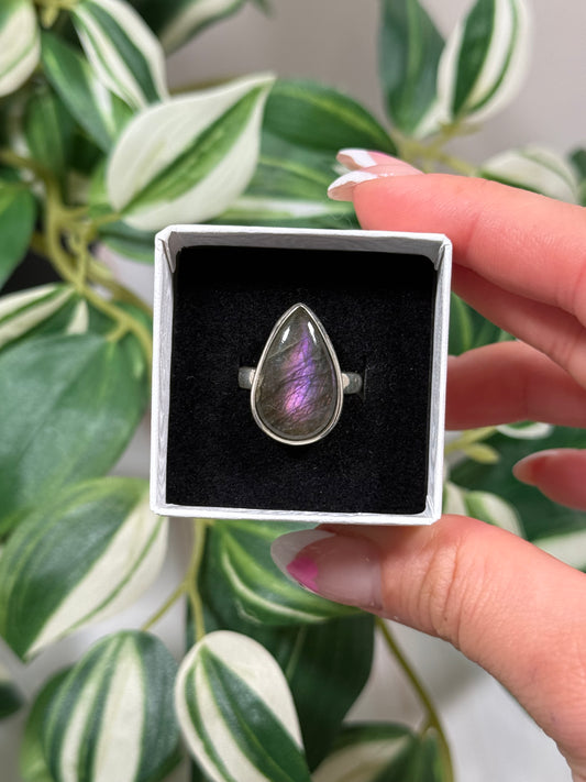 Size 7 pink labradorite ring A