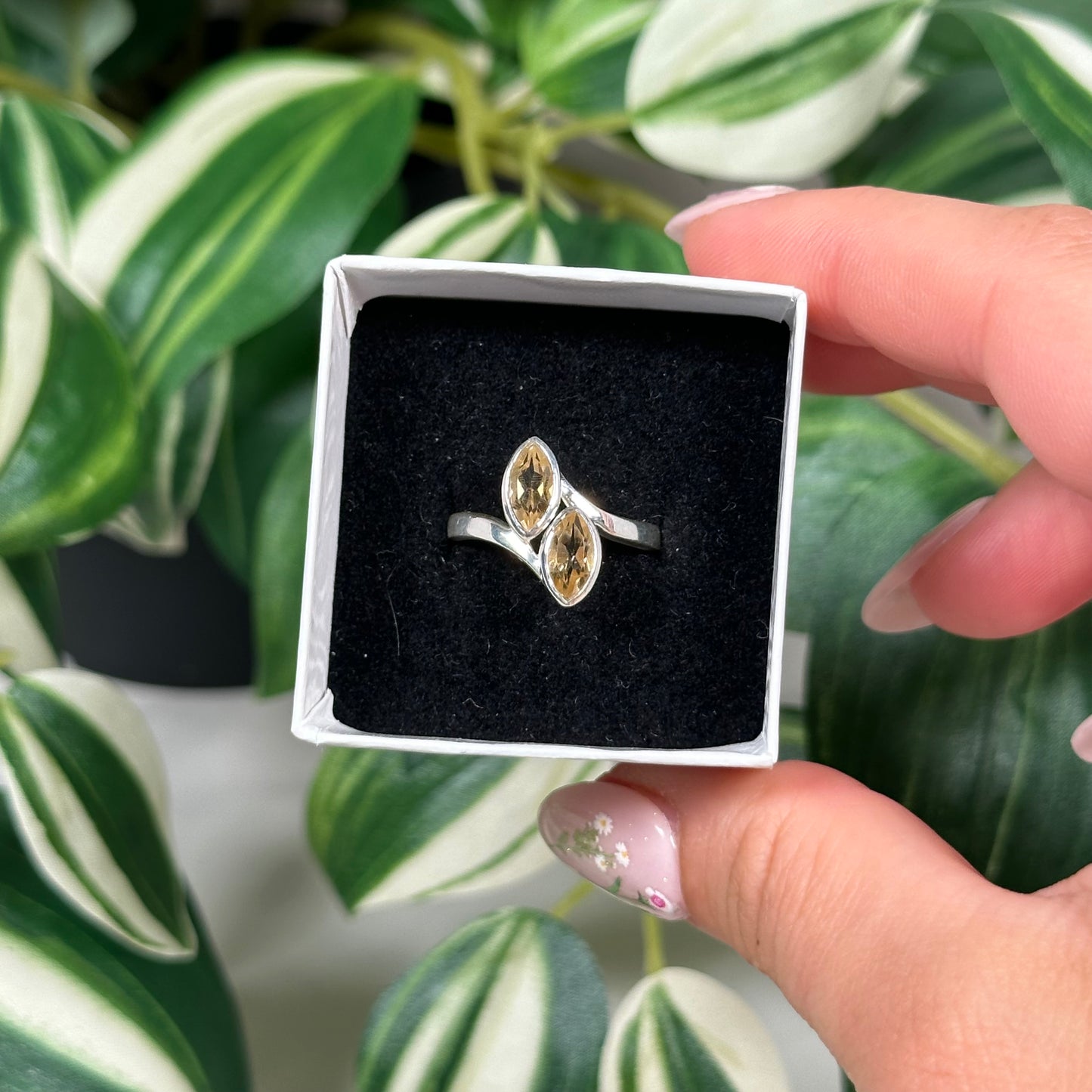 Size 7 citrine double marquise ring