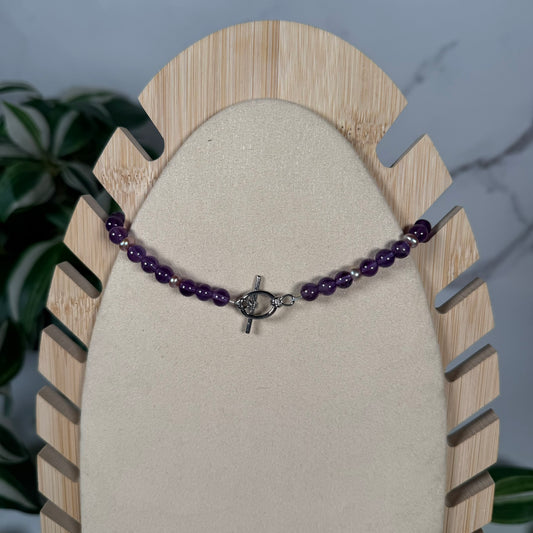 Amethyst x pink pearl necklace
