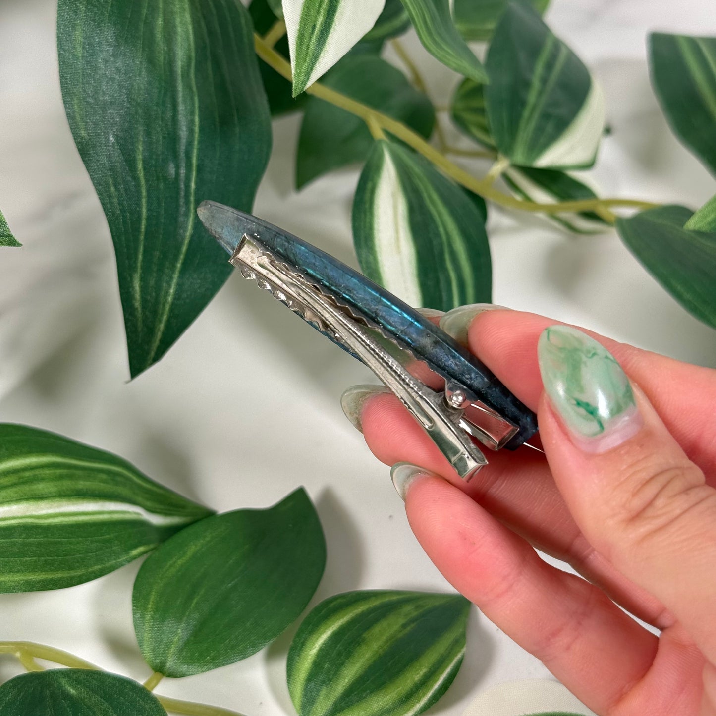 Blue labradorite hair clip C (clamp style) *odd shaped