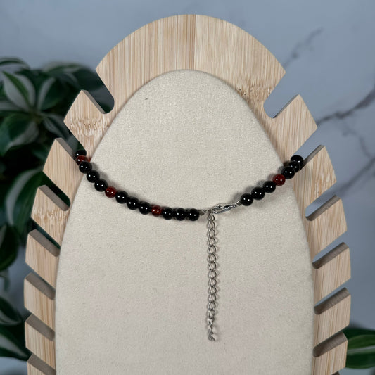 Obsidian x garnet necklace