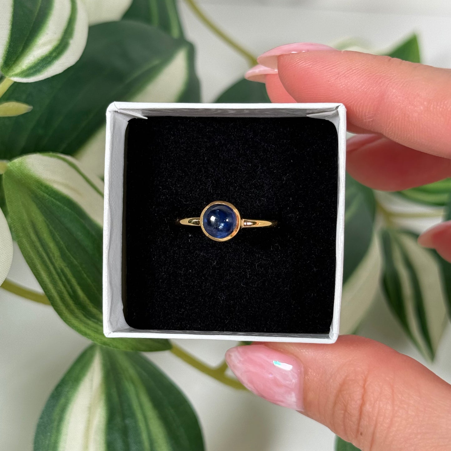 Size 7 gold plated blue kyanite ring