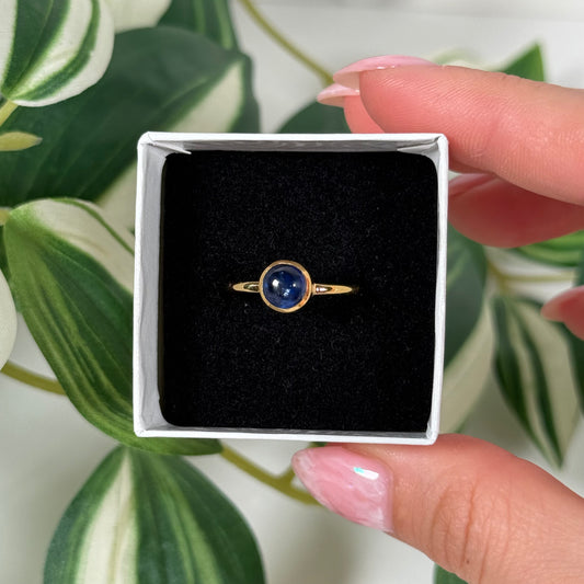 Size 7 gold plated blue kyanite ring
