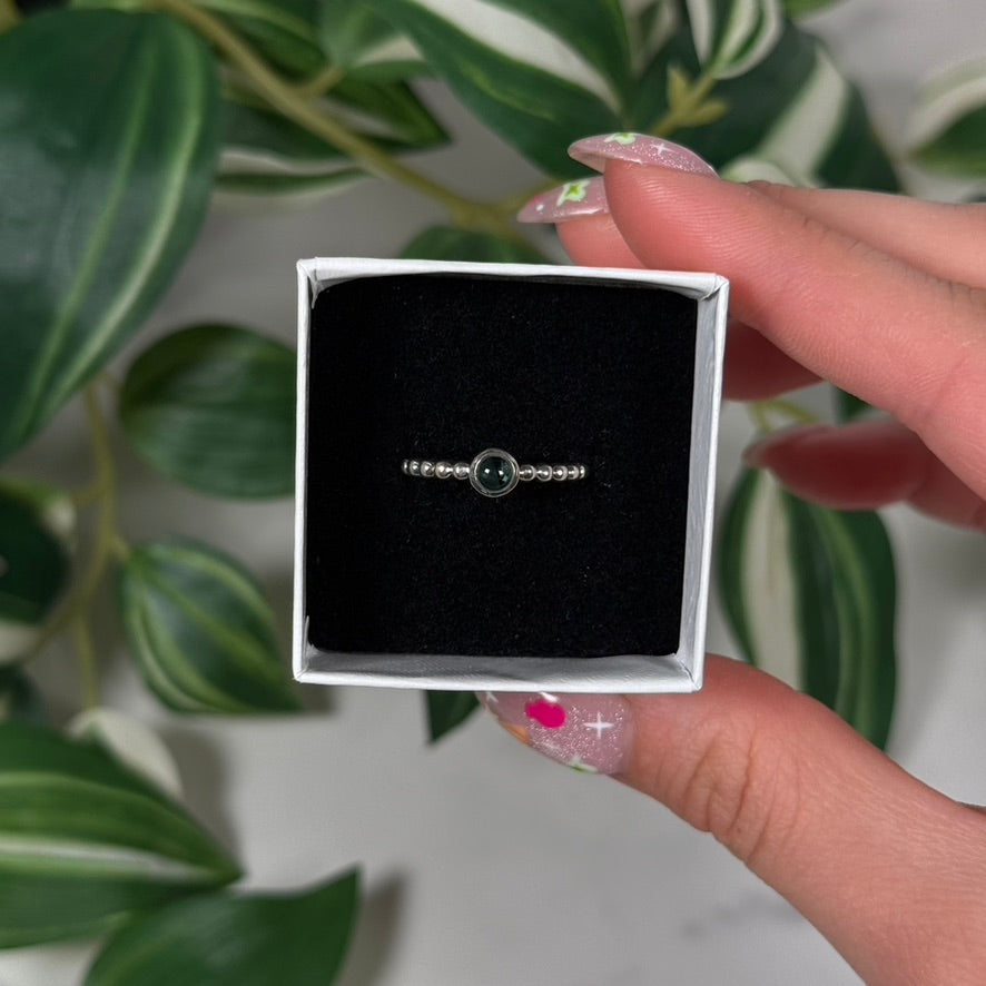 Size 8 green tourmaline ring