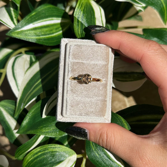 Size 10 Gold plated smokey quartz ring