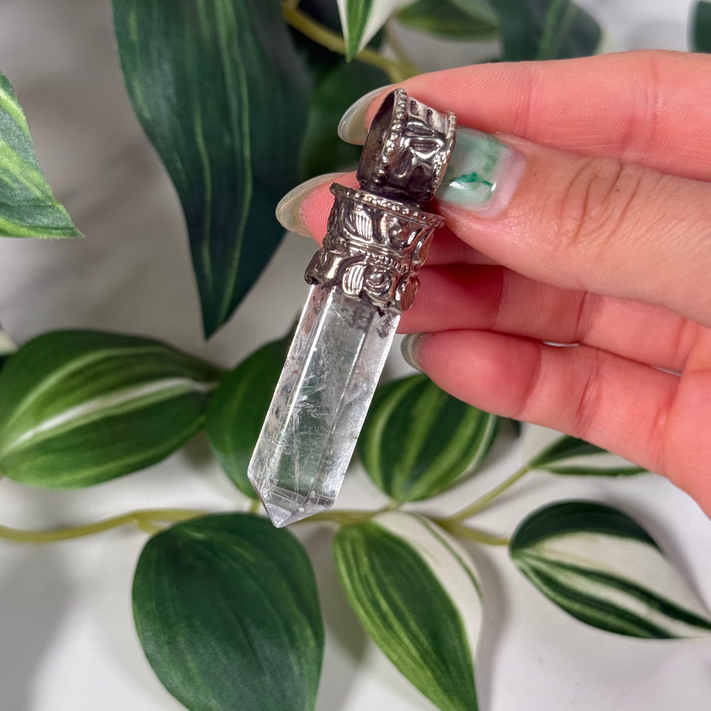 Clear quartz point pendant