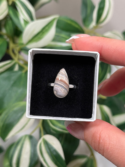Size 6 crazy lace agate ring
