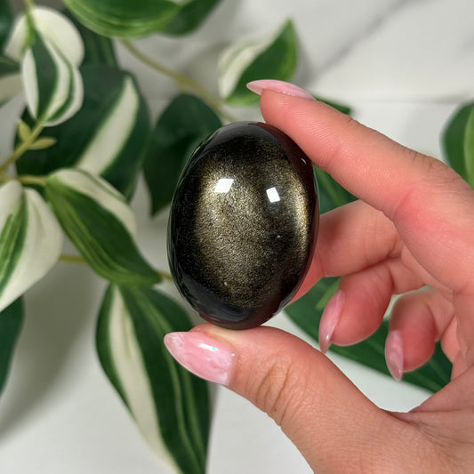 Gold sheen obsidian palmstone