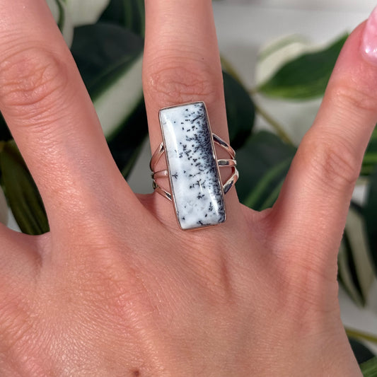 Size 7 dendritic opal ring