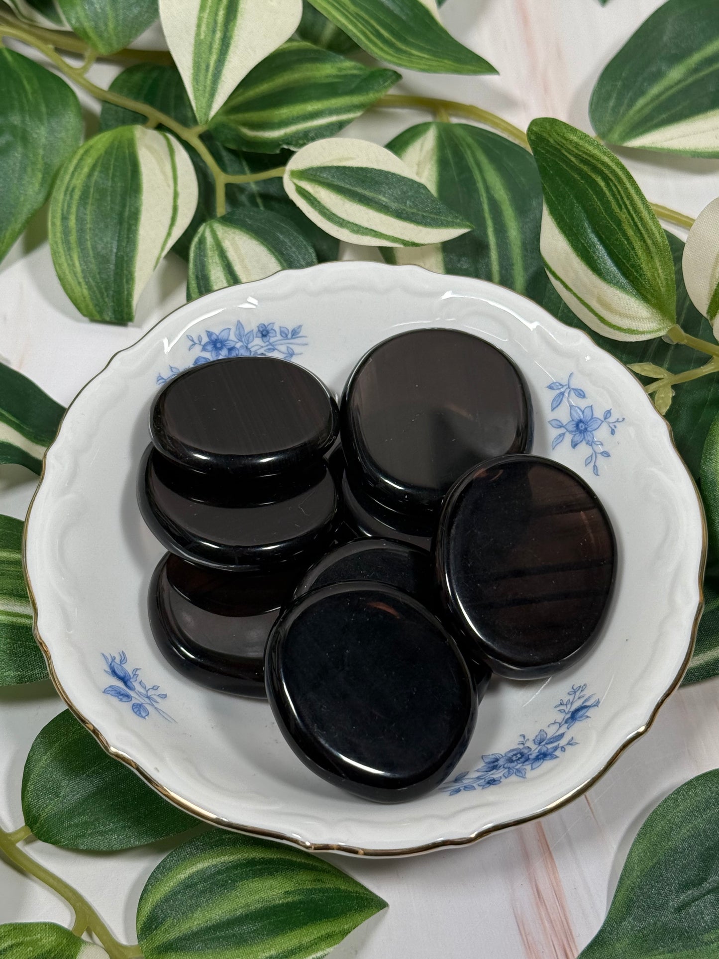 Midnight obsidian flatstone