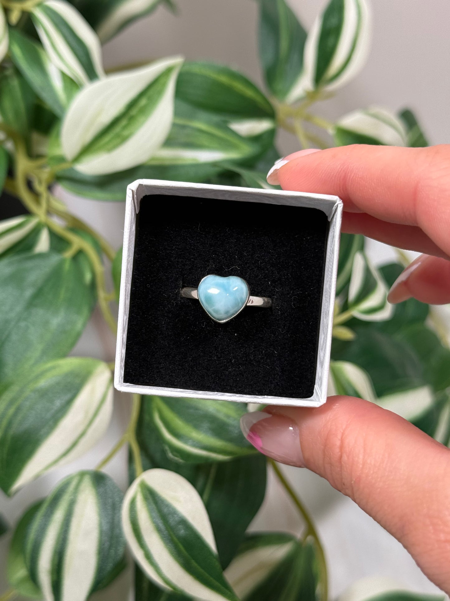 Size 7.5 larimar heart ring