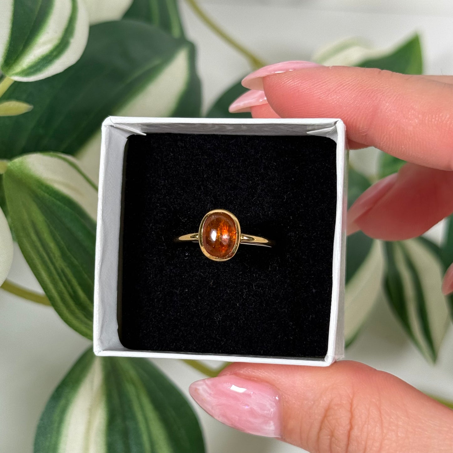 Size 7 gold plated orange kyanite ring