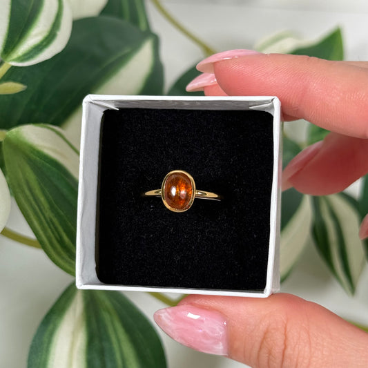 Size 7 gold plated orange kyanite ring