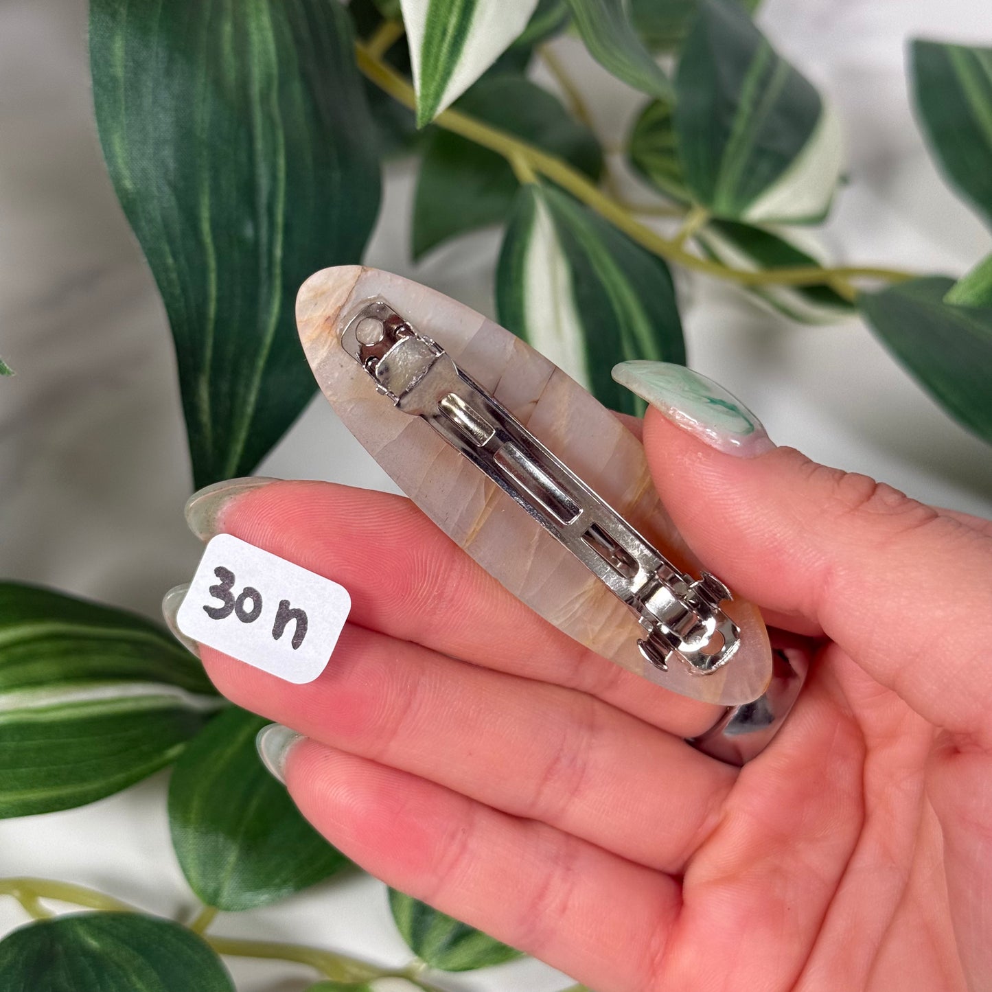 Peach moonstone hair clip N