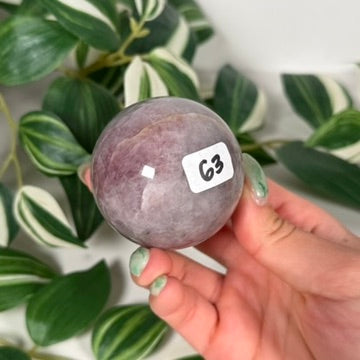 Lavender rose quartz sphere 63