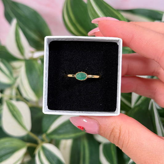 Gold plated emerald ring (sizes 5, 6, 7, 8, 9, 10)