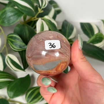 Polychrome jasper sphere 36