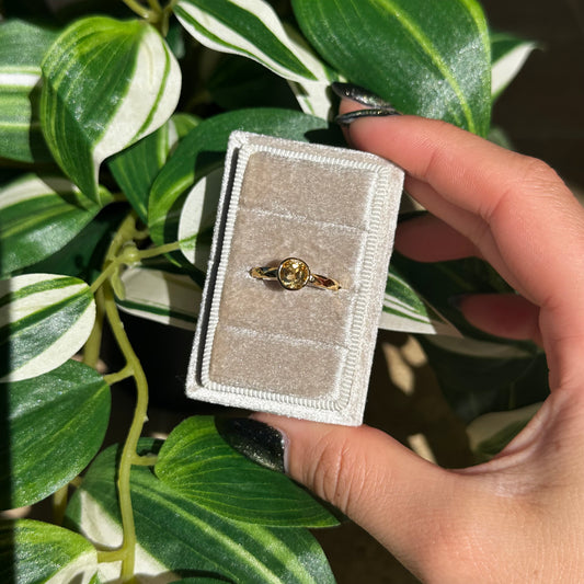 Size 10 gold plated round citrine ring