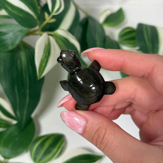 Gold sheen obsidian turtle
