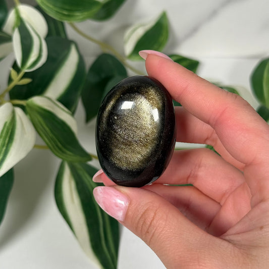 Gold sheen obsidian palmstone