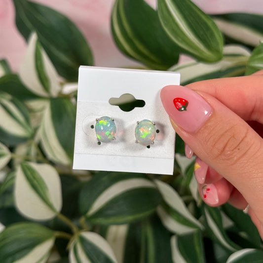 Ethiopian opal stud earrings