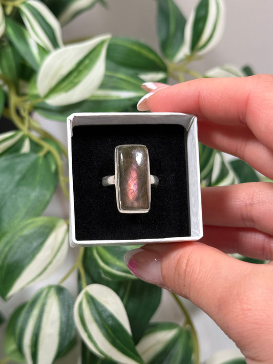 Size 7 pink labradorite ring C