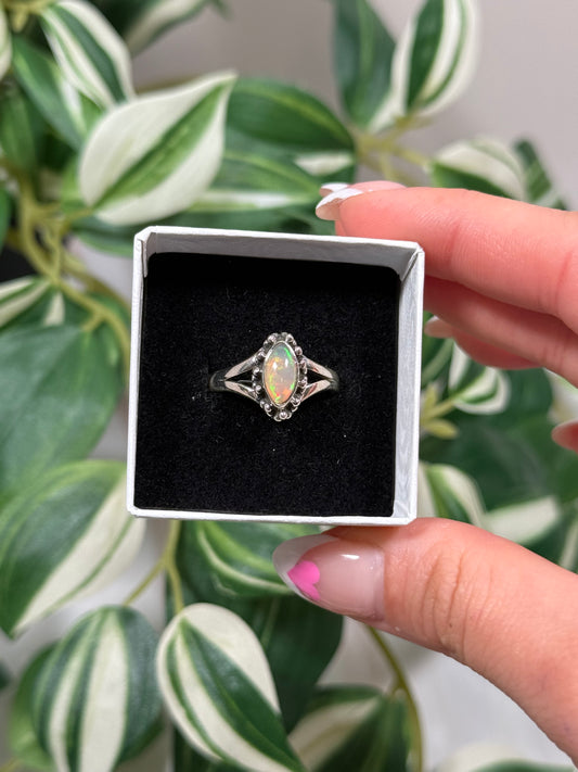 Size 8 Ethiopian opal ring D