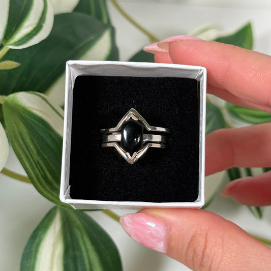 Size 9 black onyx triple stack ring
