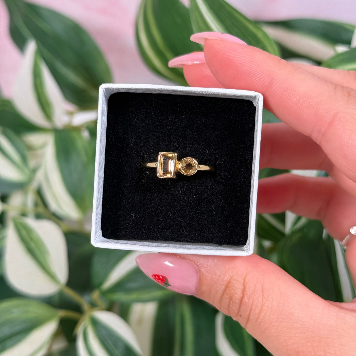 Size 9 gold plated double citrine ring