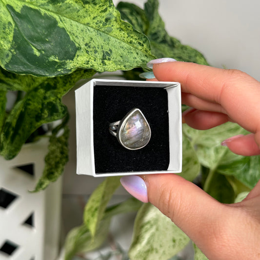 Size 6 pink labradorite ring
