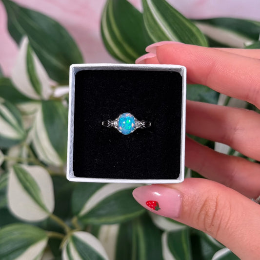 Size 5 Ethiopian opal/cubic zirconia ring C