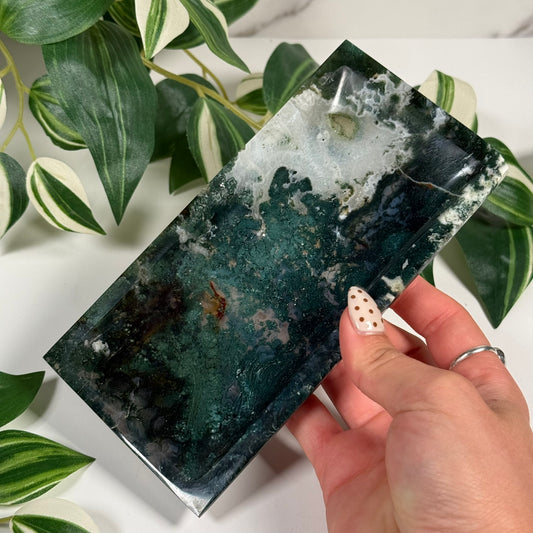 Moss agate tray