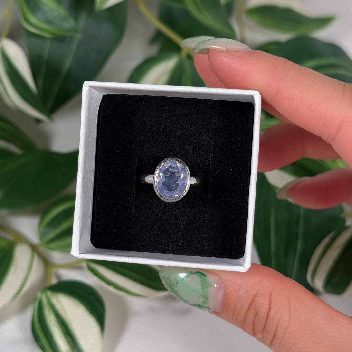 Size 6 lavender moon quartz ring B