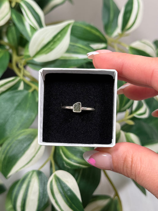 Size 6 moldavite ring