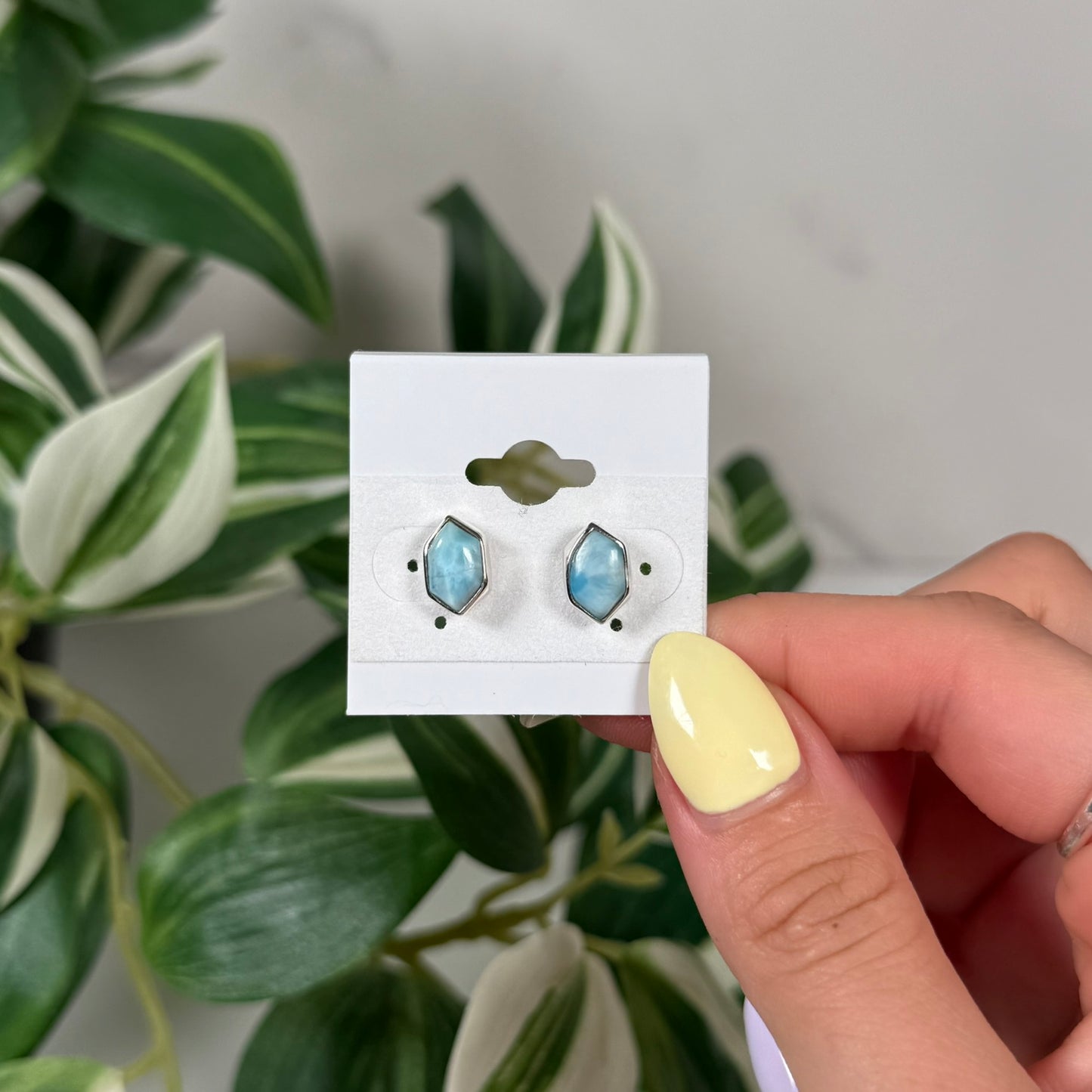 Larimar stud earrings