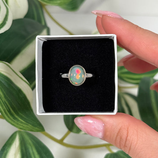 Size 8 Ethiopian opal oval ring